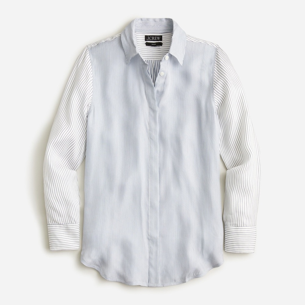 J.Crew classic-fit drapey cupro shirt in blue mixed stripe